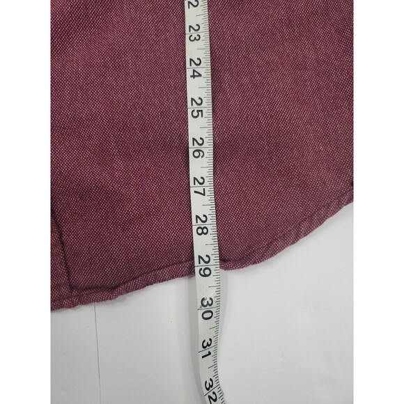 On The Byas Button Up Long Sleeve Flannel Shirt Mens Size Large Maroon Western - Picture 6 of 7